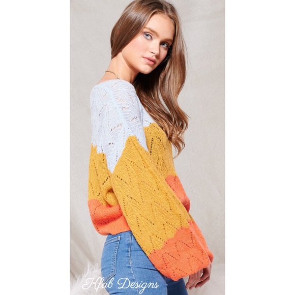 ❤️LAST! Joanna Ballon Sleeve Color block Sweater! - Picture 3 of 9